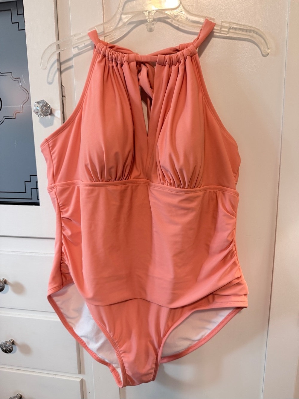 Kona Sol Coral High-Neck One-Piece Swimsuit